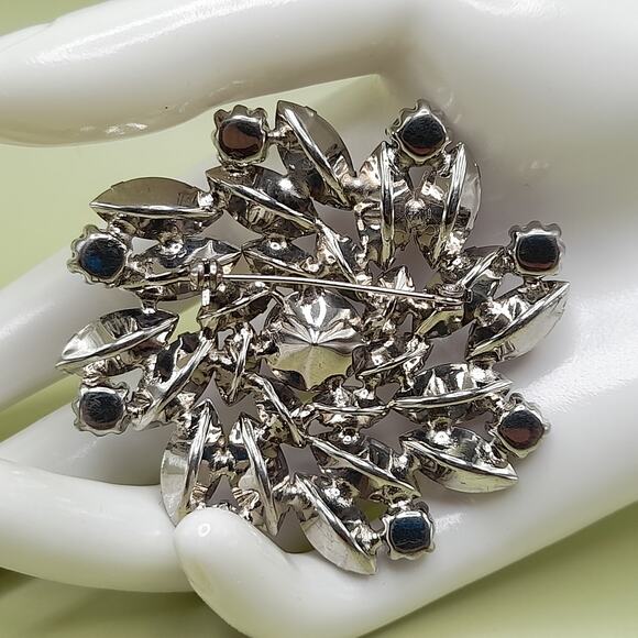 Vintage Purple Lavender Acrylic Rhinestone Brooch, 1990s, 2 1/4 Inches - Picture 3 of 10